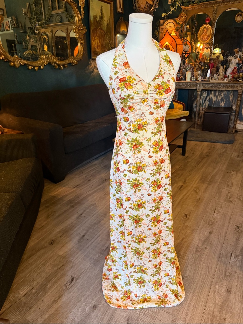 Vintage Sunday’s Child Groovy Halter Maxi Dress | Size 2